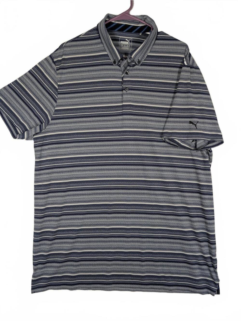 Puma Golf Striped Performance Polo Shirt Mens XXL Short Sleeve